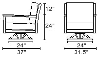 CHELSEA DEEP SEATING SWIVEL ROCKER LOUNGE CHAIR